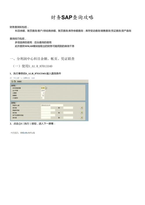 财务SAP查询攻略(1).docx