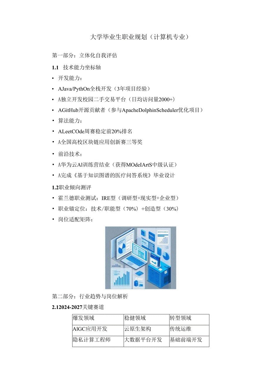 大学毕业生职业规划（计算机专业）.docx_第1页
