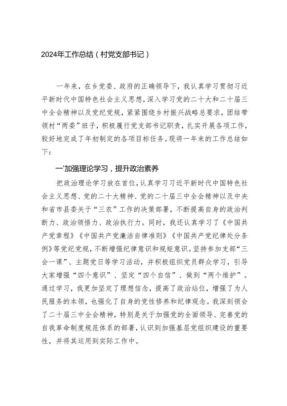 村党支部书记2024工作总结和年终述职报告.docx_第2页