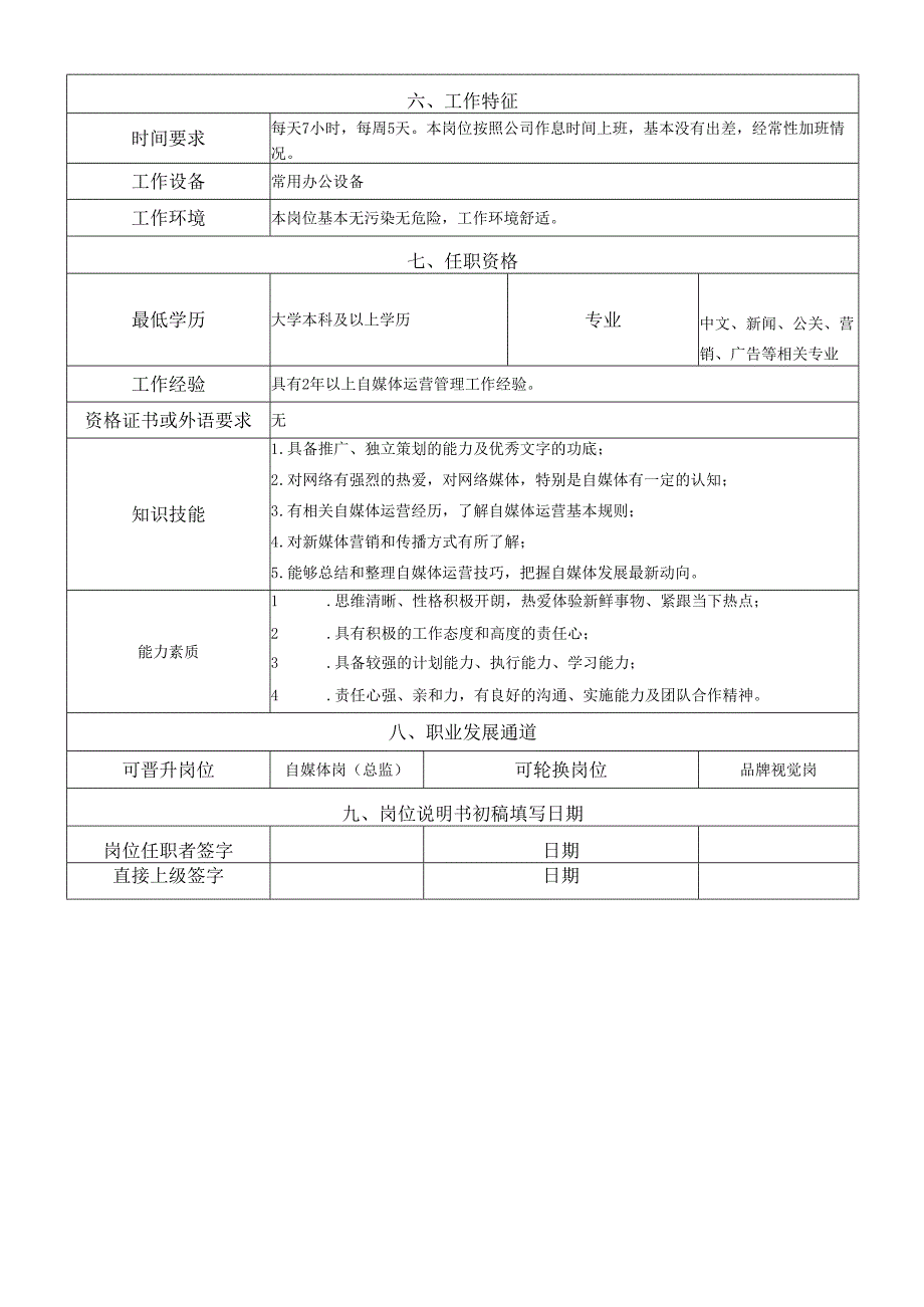 岗位说明书品牌管理中心自媒体岗.docx_第2页