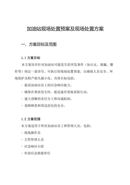 加油站现场处置预案及现场处置方案.docx