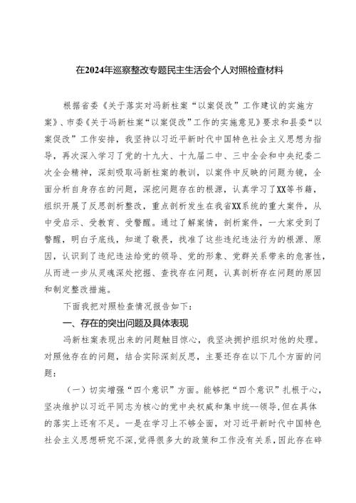 在2025年巡察整改专题民主生活会个人对照检查材料八篇(最新精选).docx