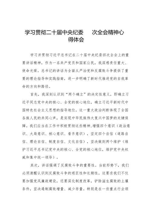 八篇2025年关于学习贯彻二十中央纪委四次全会重要精神的心得体会.docx