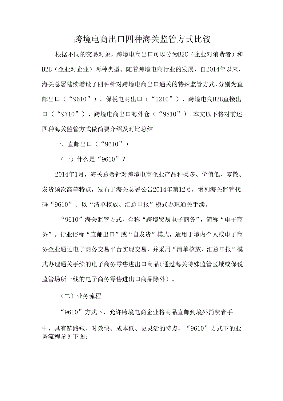 跨境电商出口四种海关监管方式比较.docx_第1页