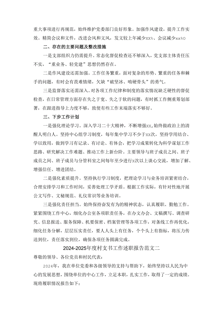 20242025村支书工作述职报告范文三.docx_第2页