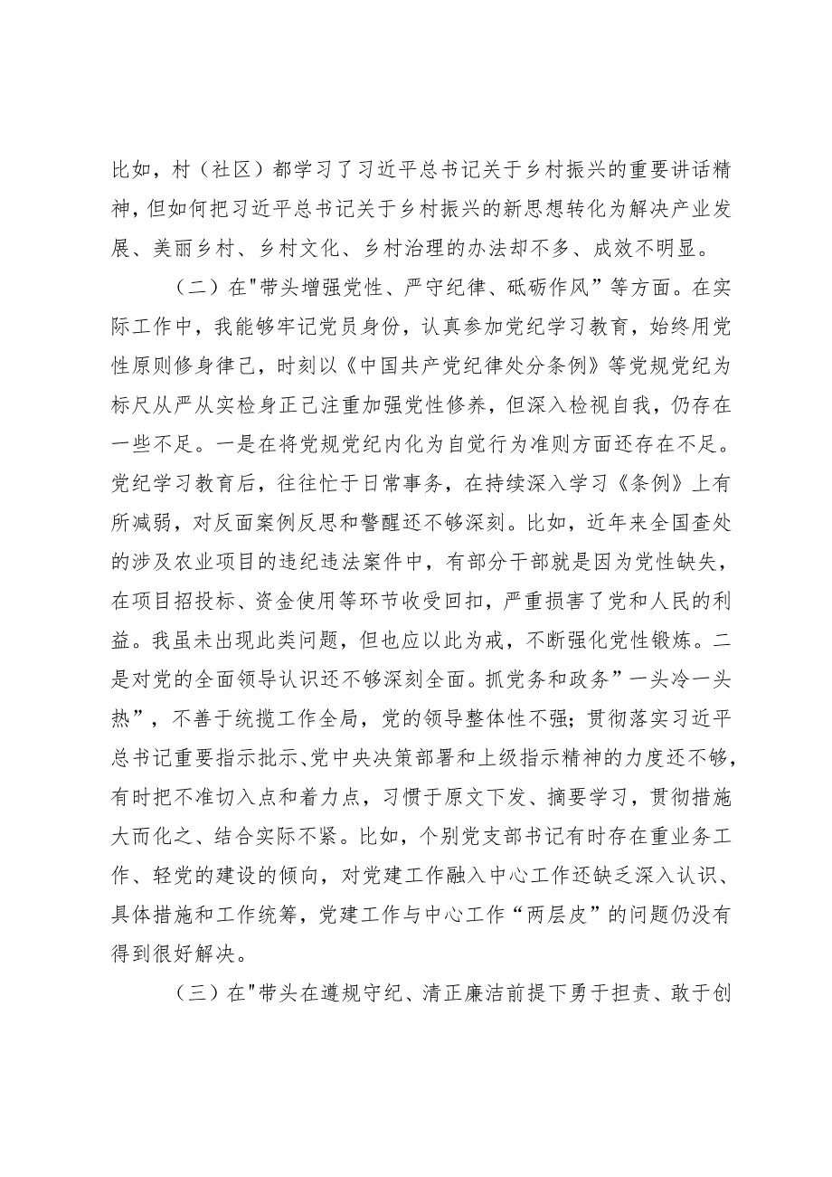 20242025民主生活会乡镇领导班子个人对照检查材料.docx_第2页