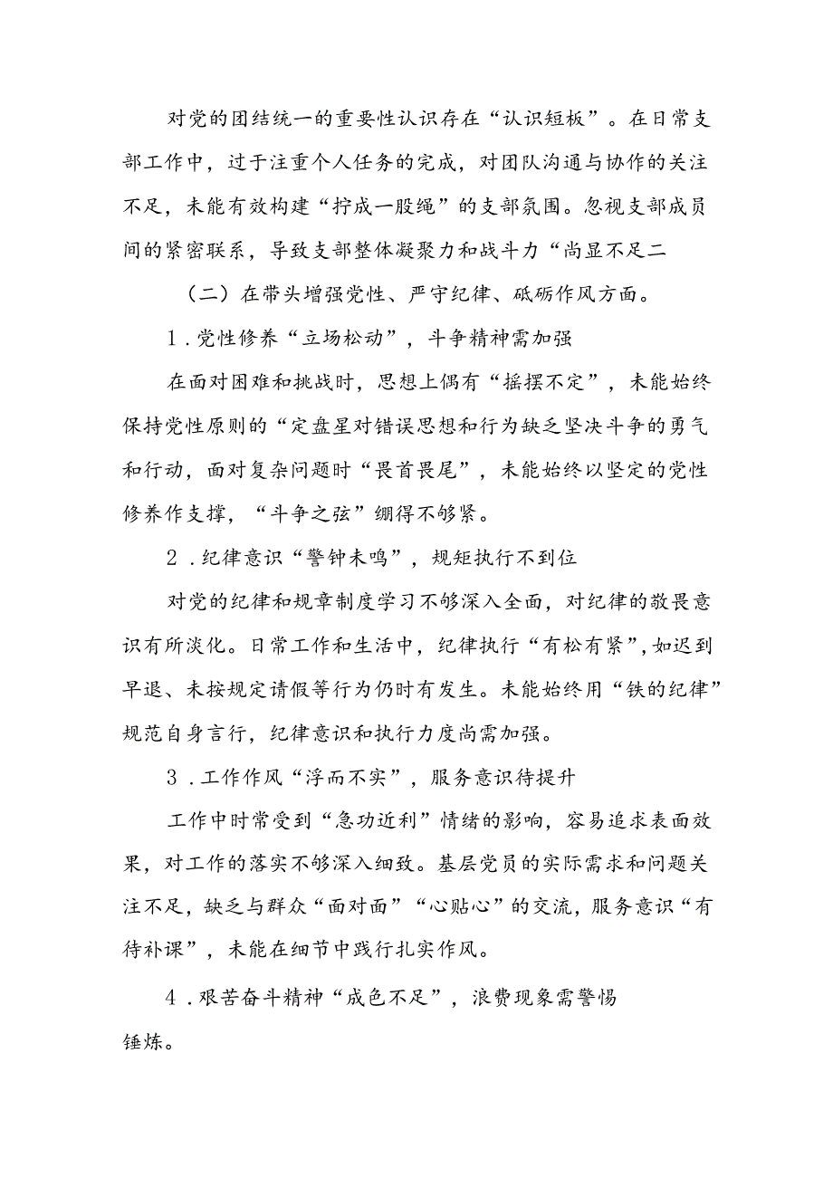 2024组织生活支部个人检查发言材料（四个带头）八篇.docx_第1页