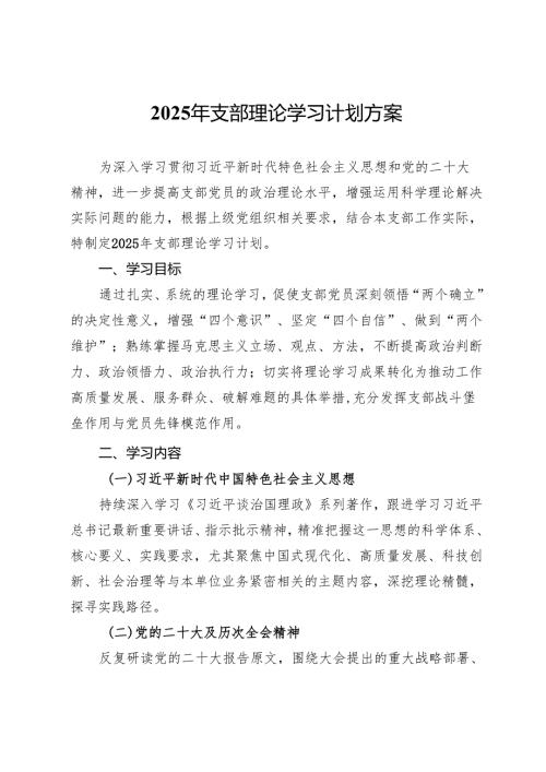 2025年支部理论学习计划方案.docx