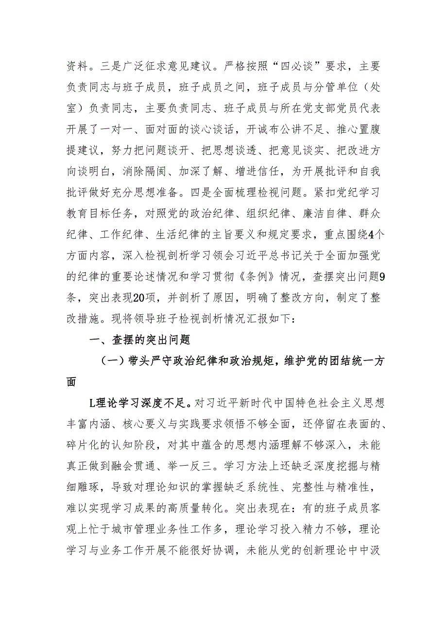 城管局党组领导班子20242025四个带头对照检查材料（四个带头）.docx_第2页