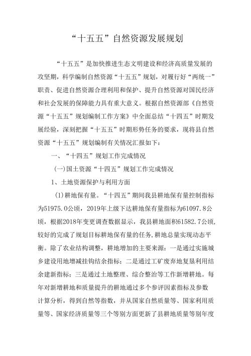 “十五五”自然资源发展规划.docx