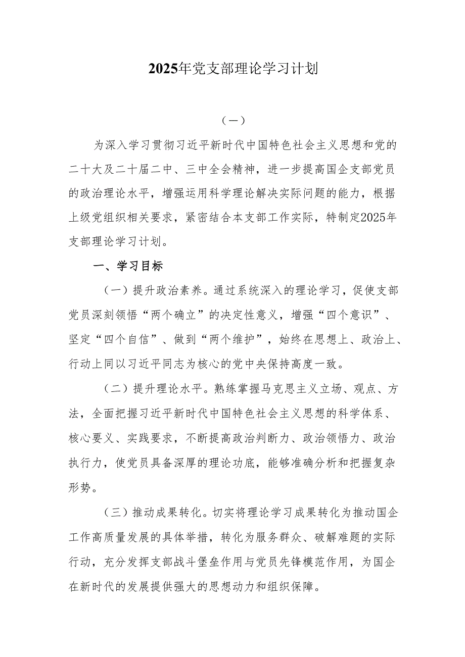 2025年党支部理论学习计划.docx_第1页