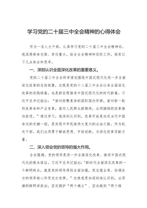 关于党的二十三中全会精神最新版心得体会发言稿样本(38篇).docx