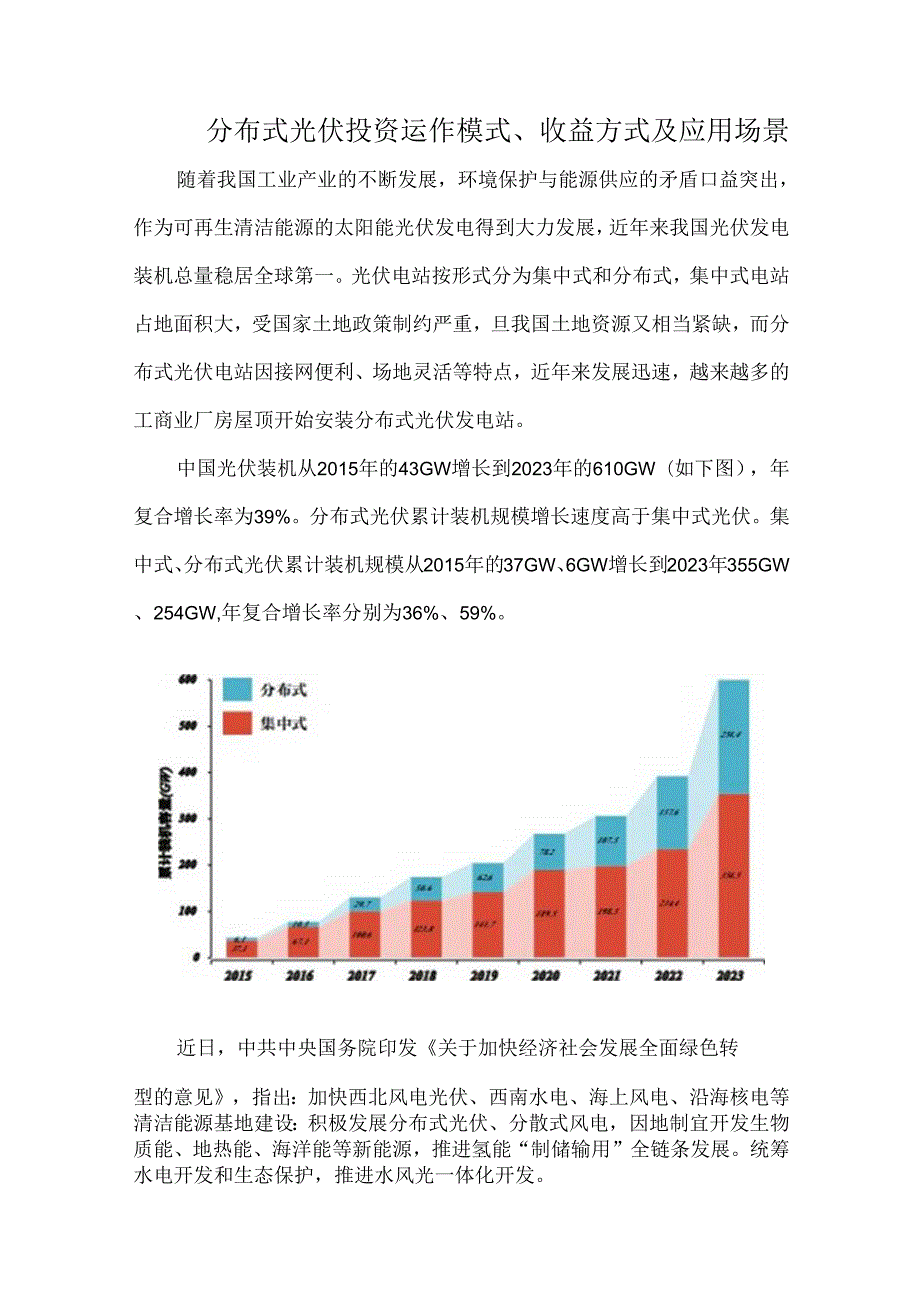 分布式光伏投资运作模式、收益方式及应用场景.docx_第1页