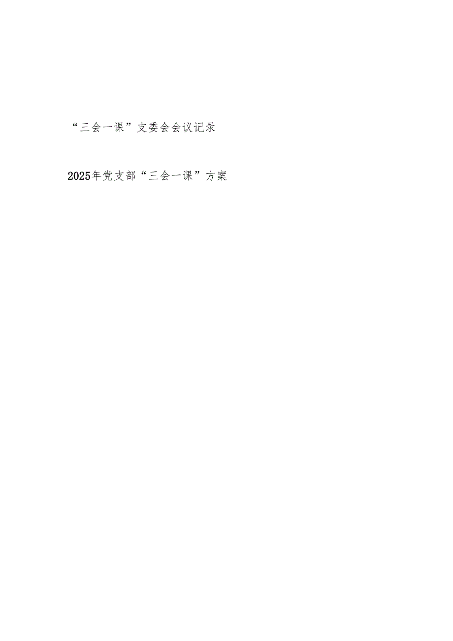 2025年党支部支委会会议记录和“三会一课”方案.docx_第1页