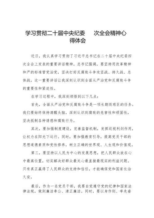 八篇学习二十中央纪委四次全会精神心得体会发言材料.docx