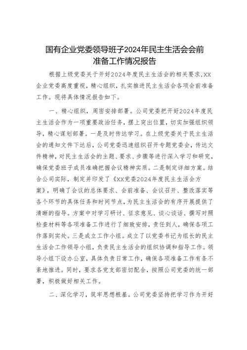 2024年民主生活会对照检查材料精选两篇合辑（国有企业）(1).docx