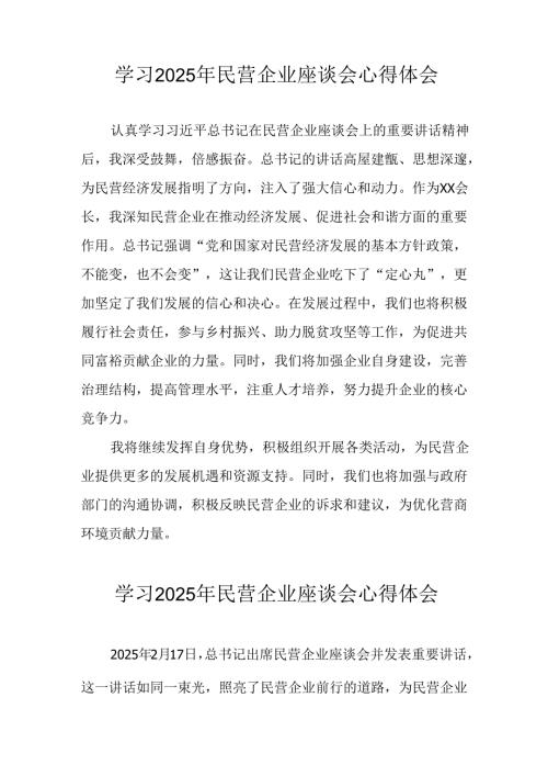 民营企业2025年学习民营企业座谈会个人心得感悟 （7份）.docx