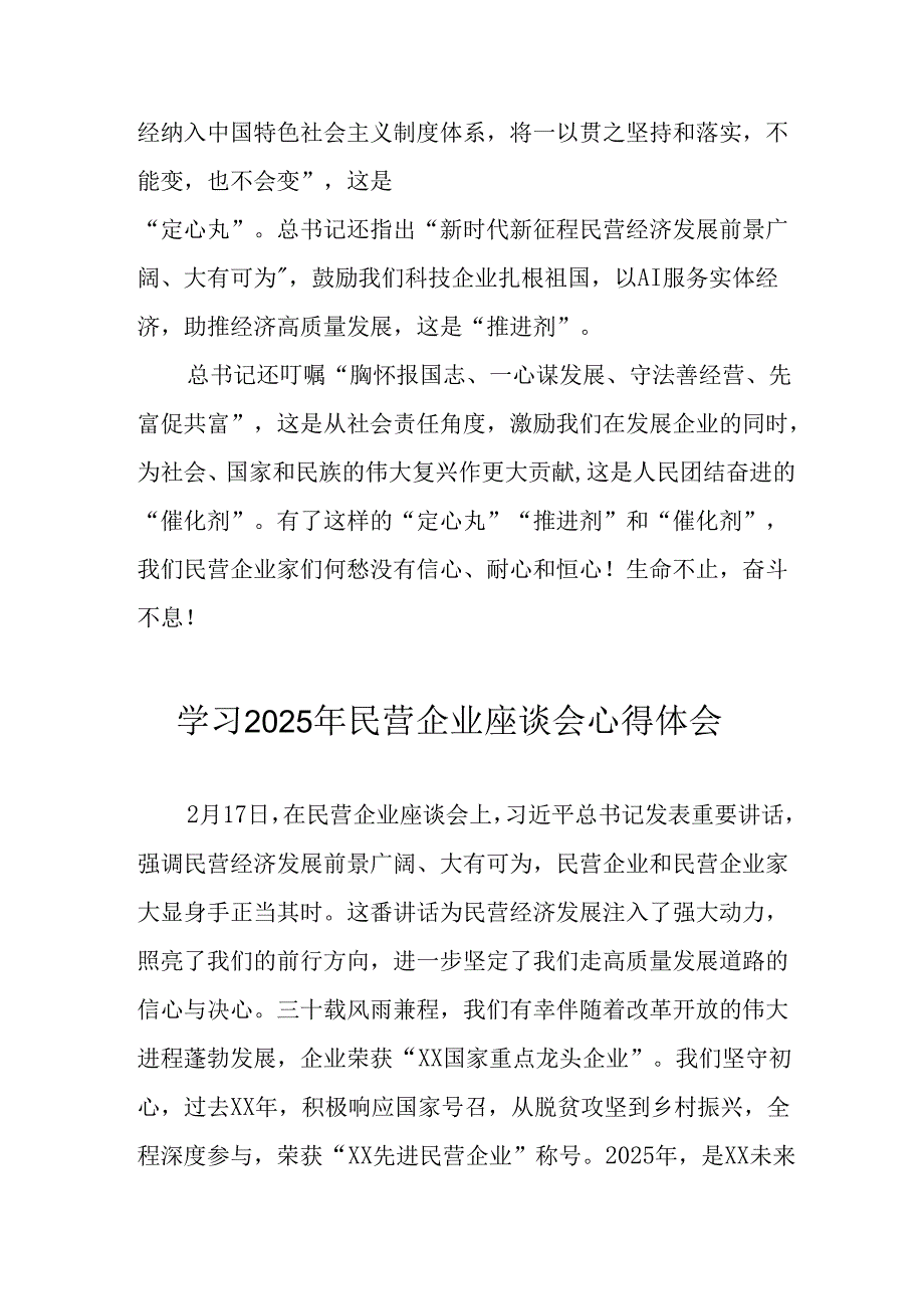2025年私营企业学习民营企业座谈会个人心得体会 合计6份.docx_第2页