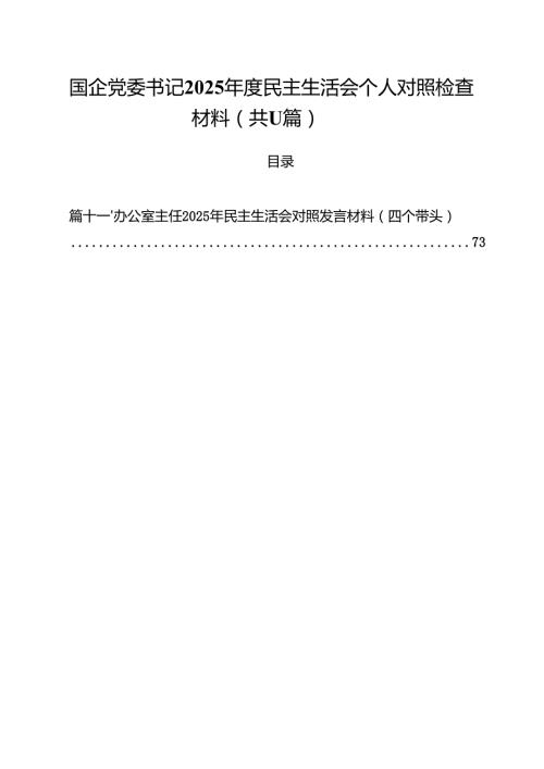 （11篇）国企党委书记2025民主生活会个人对照检查材料精选.docx