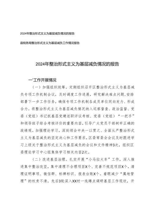20242025年整治形式主义为基层减负情况的报告.docx