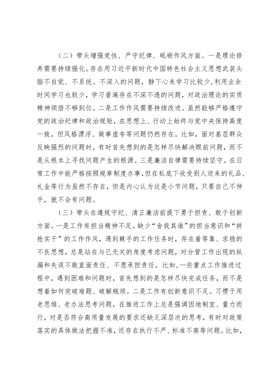 市直单位主要领导20242025年民主生活会个人对照检查发言材料（四个带头）.docx_第2页