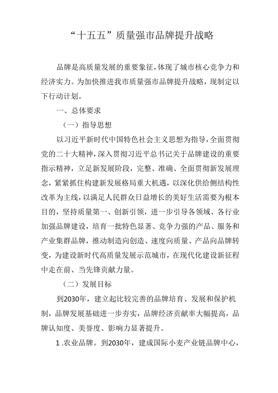 “十五五”质量强市品牌提升战略.docx_第1页