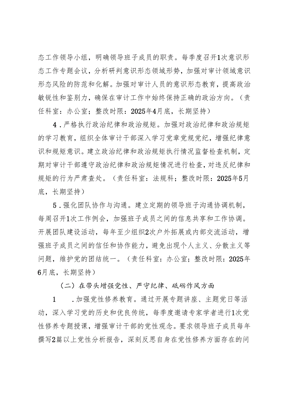 2025年审计系统领导班子关于2024民主生活会查摆问题整改方案.docx_第3页
