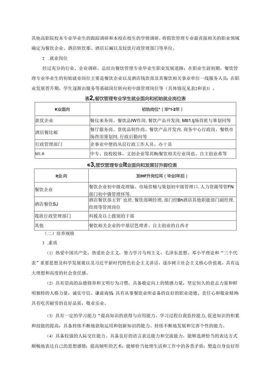 职业技术学院餐饮管理专业人才培养方案(1).docx_第2页