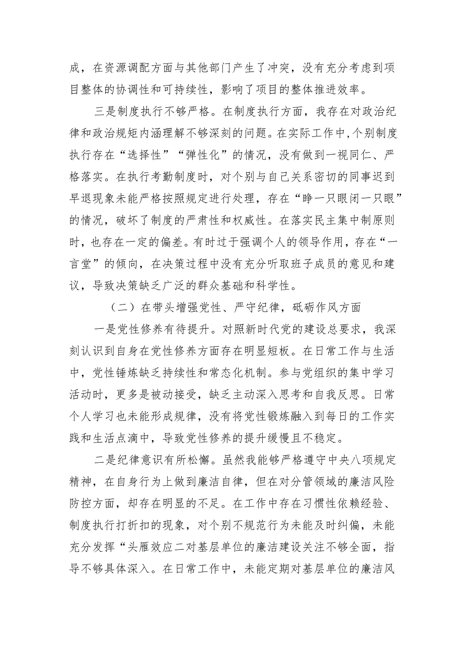 国企党委书记2024民主生活会对照检查材料（5004字）四个带头.docx_第2页