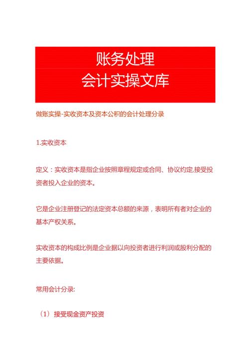 做账实操实收资本及资本公积的会计处理分录.docx