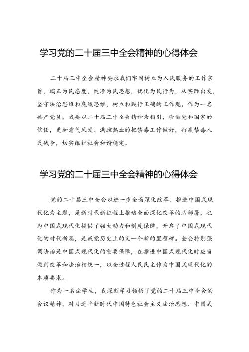党员干部学习贯彻党的二十三中全会精神心得感悟简短发言六十篇.docx