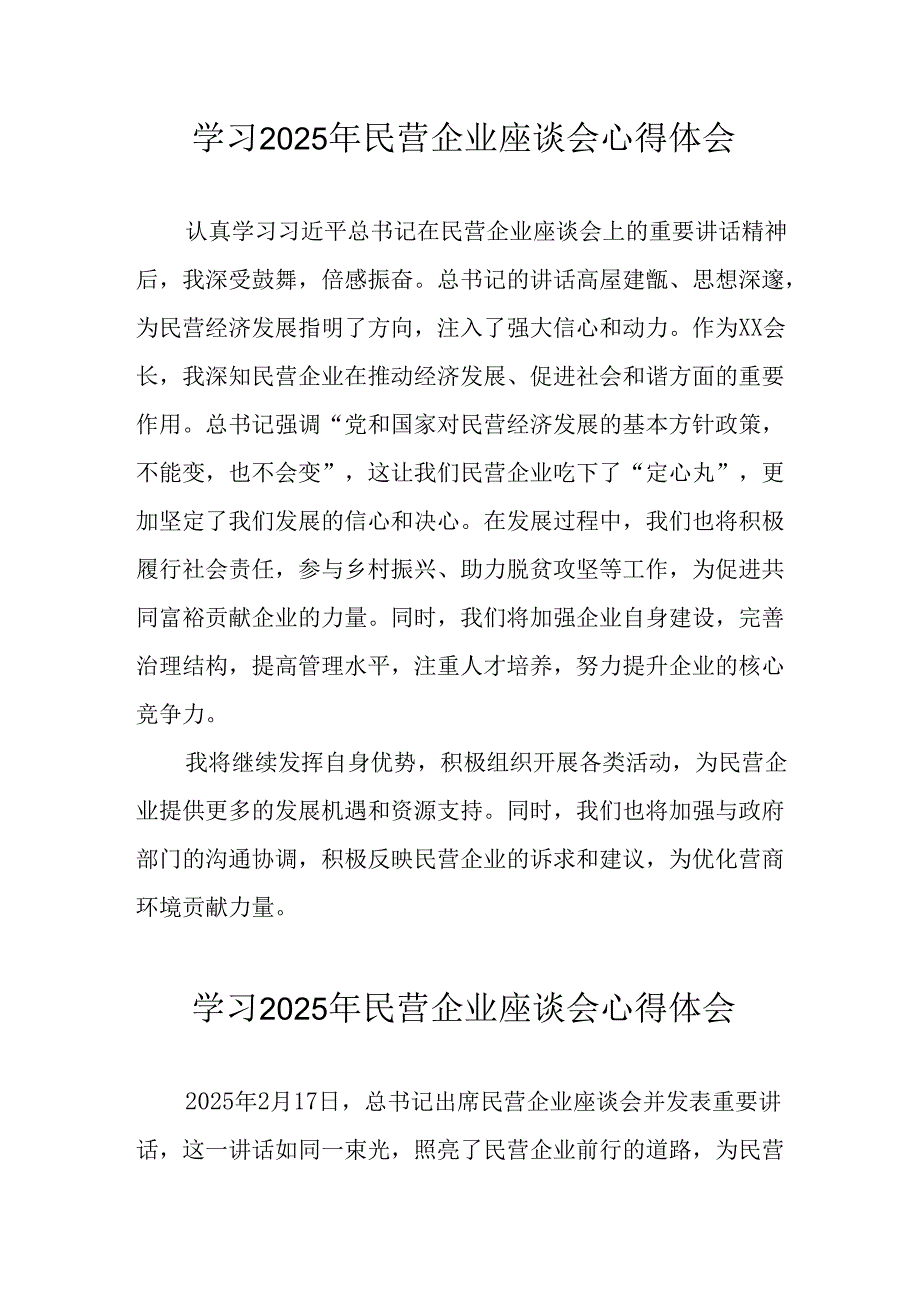 2025年私营企业学习《民营企业座谈会》个人心得感悟 （汇编7份）.docx_第1页