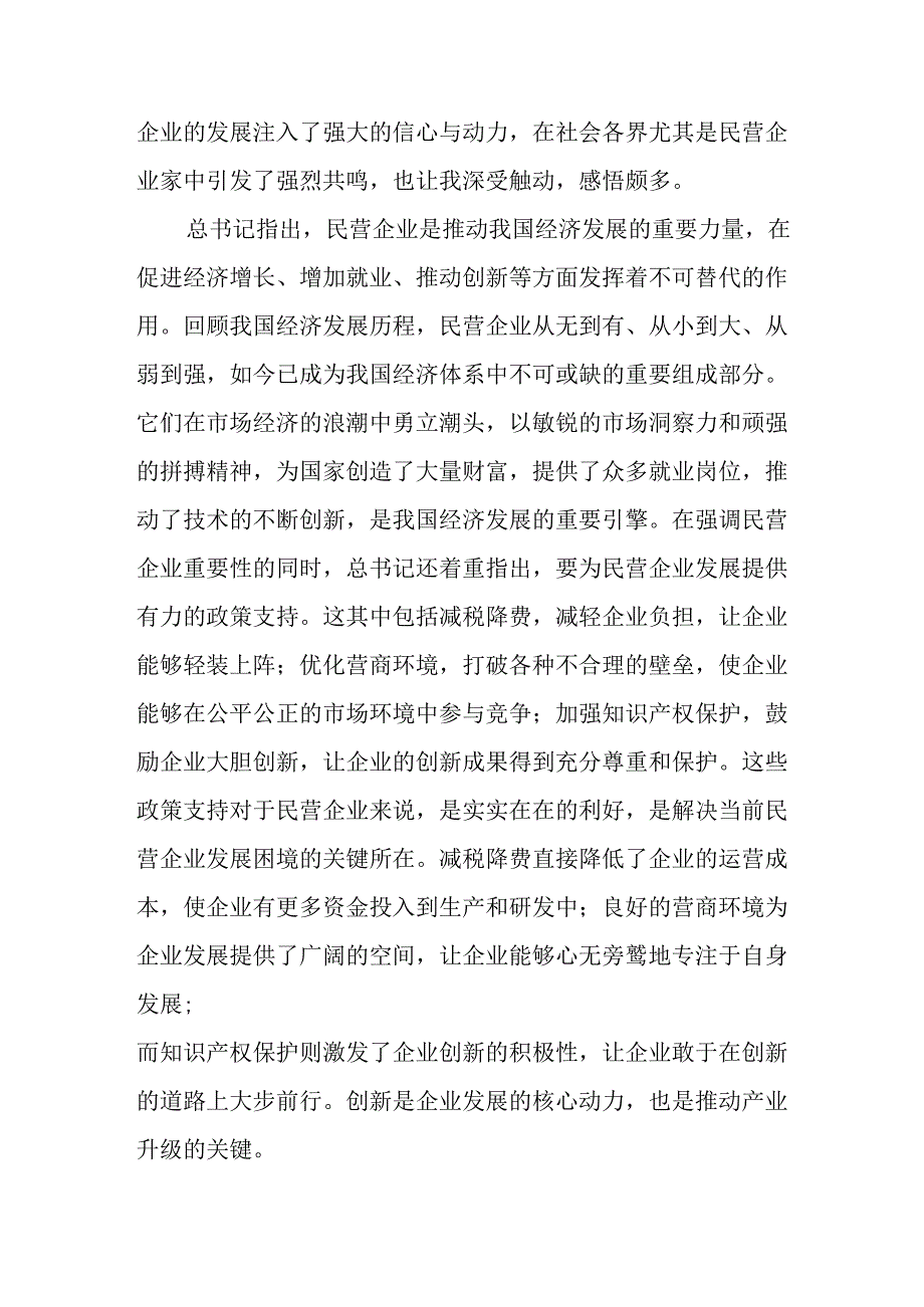2025年私营企业学习《民营企业座谈会》个人心得感悟 （汇编7份）.docx_第2页
