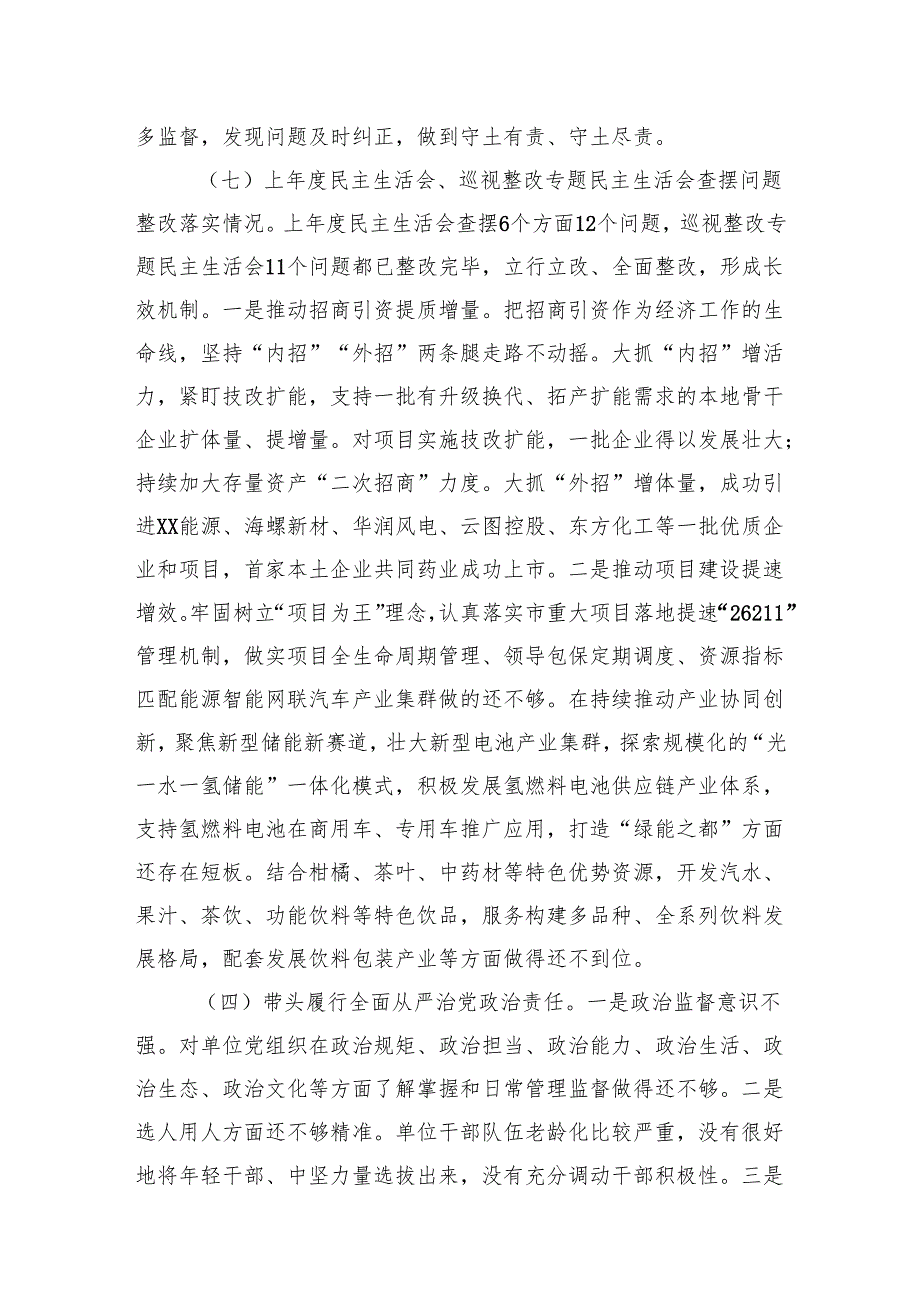 书记20242025民主生活8篇个人检查发言提纲（四个带头）.docx_第2页