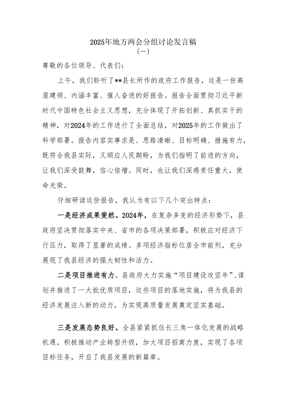 2025年地方两会分组讨论发言稿.docx_第1页