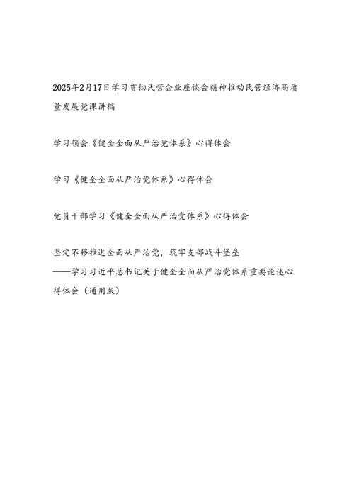 学习贯彻《求是》2025年2月17日民营企业座谈会精神党课讲稿心得体会研讨发言共5篇.docx