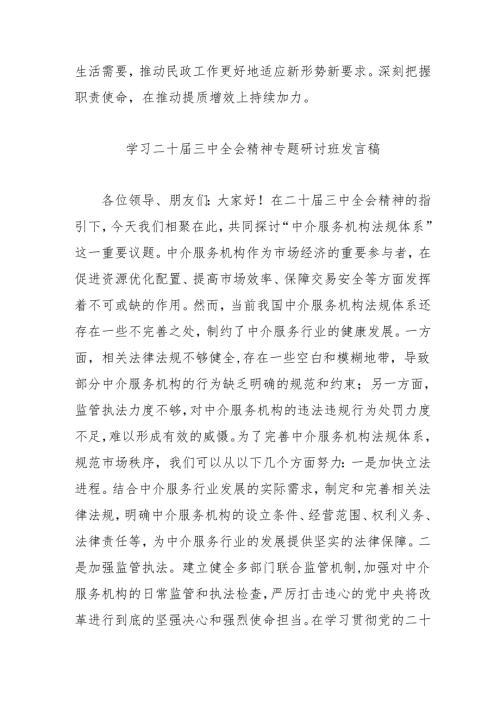2024年开展学习二十三中全会精神专题研讨班发言稿合计9份.docx