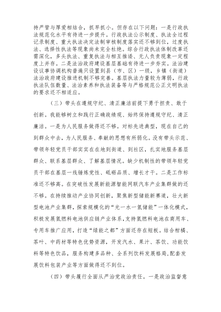 最新2024民主生活领导干部检查材料（四个带头+反面典型案例）Word文档.docx_第2页