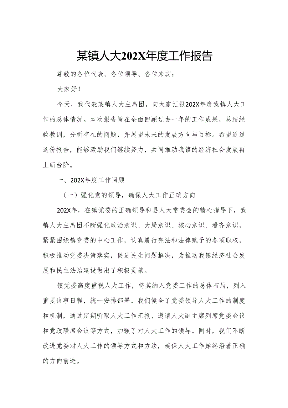 某镇人大202X工作报告.docx_第1页