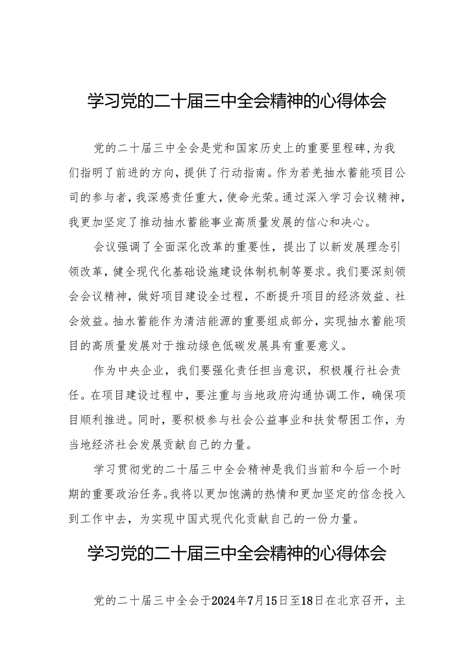 2024年学习贯彻党的二十三中全会心得体会发言稿36篇.docx_第1页