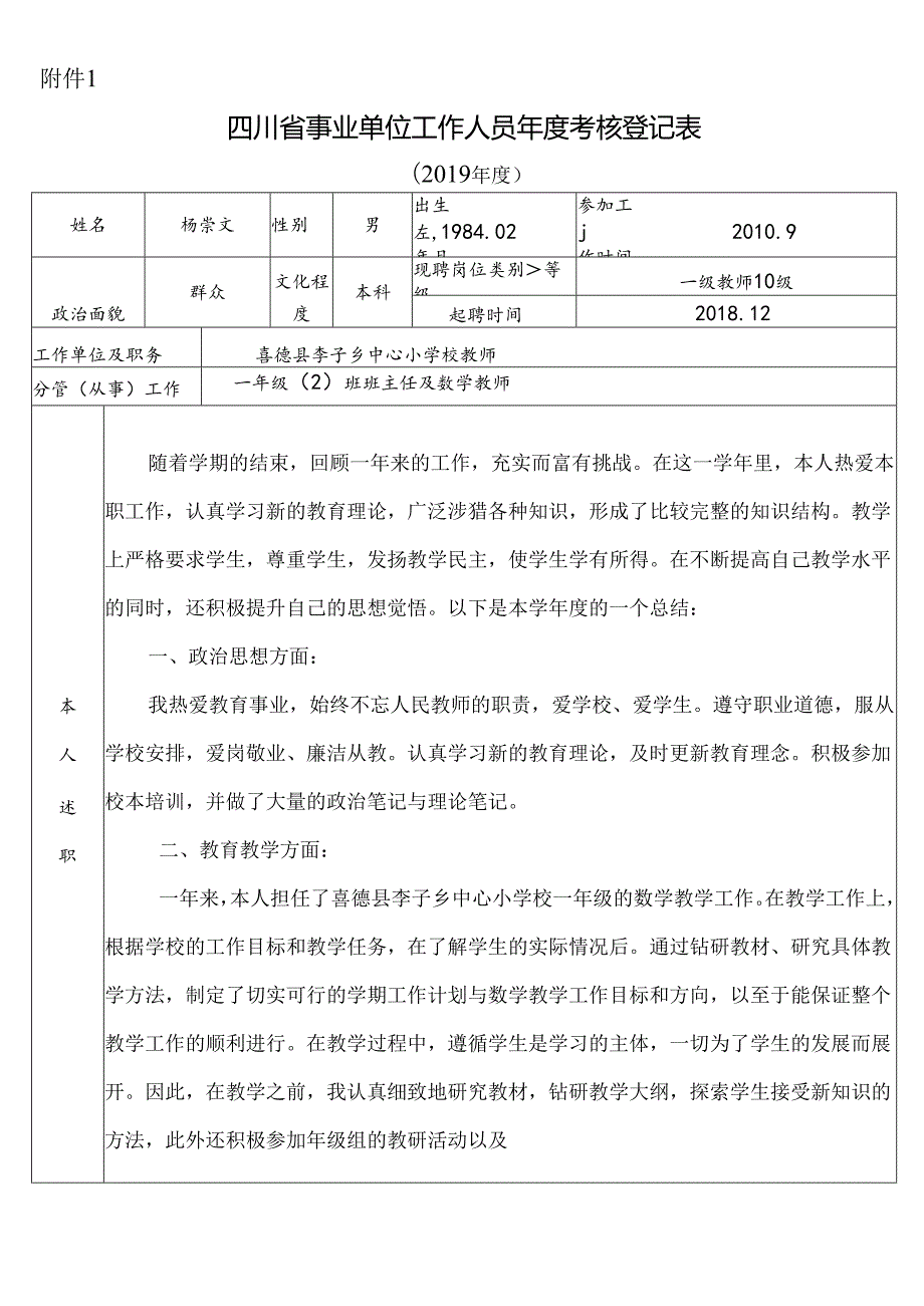 杨崇文考核登记表.docx_第1页