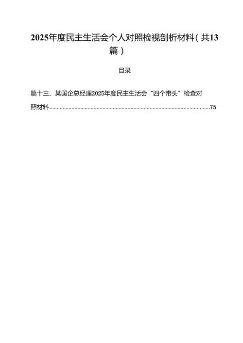2025民主生活会个人对照检视剖析材料（共13篇）.docx