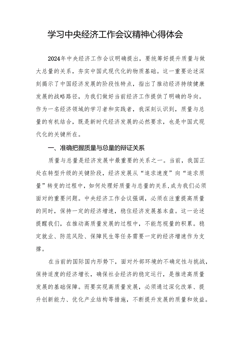 九篇学习2024年中央经济工作会议精神心得感悟发言稿.docx_第3页