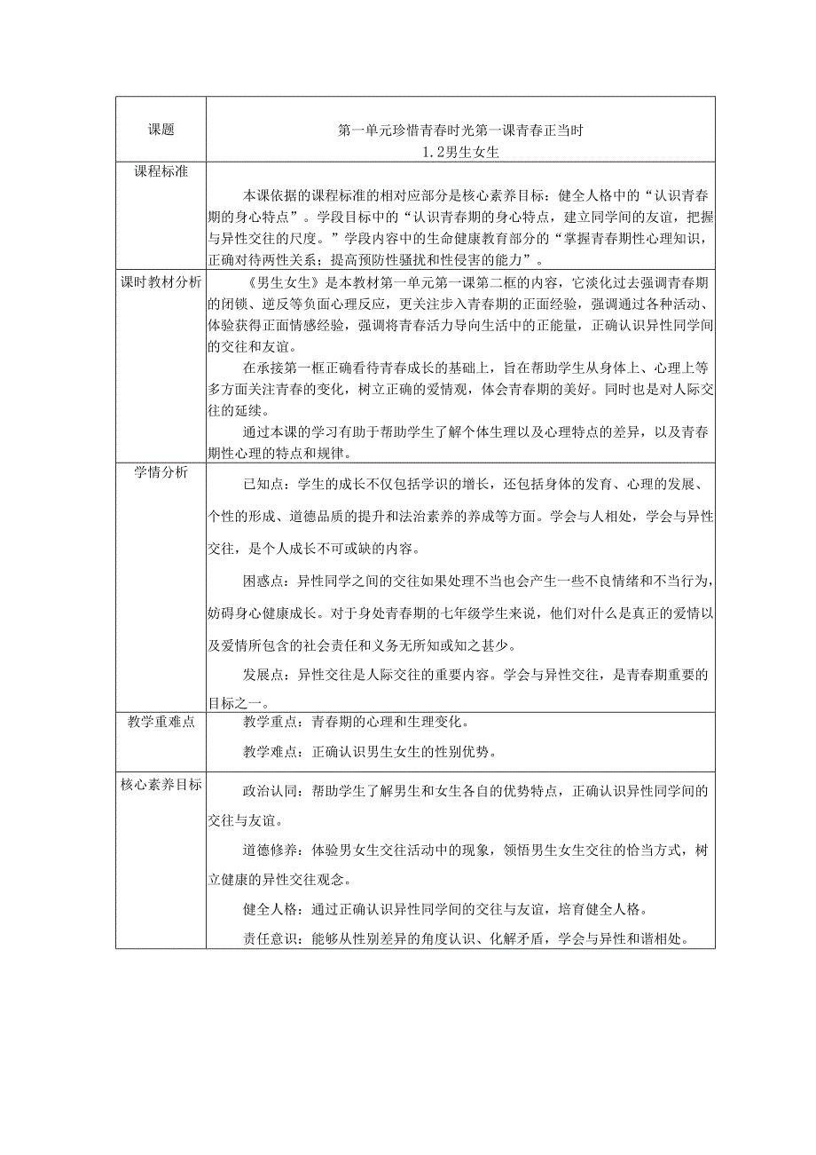 2025新七年级道德与法治下册第一课男生女生教学课件教学设计.docx_第1页