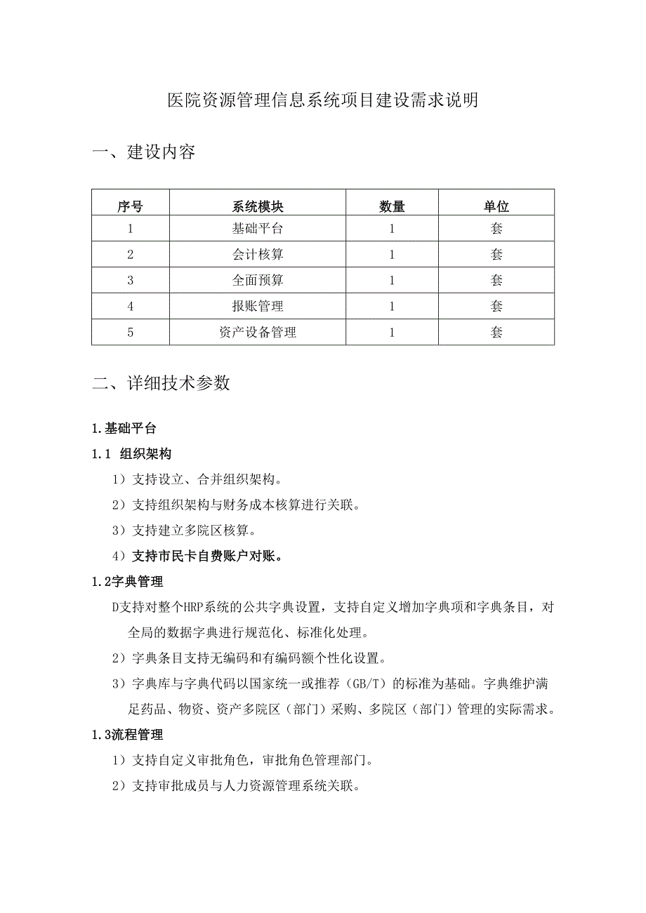 医院资源管理信息系统项目建设需求说明.docx_第1页