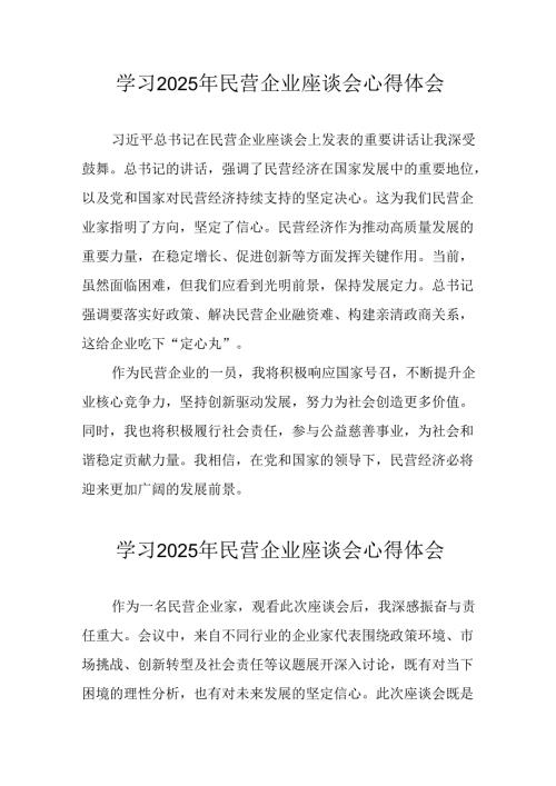 民营企业2025年学习民营企业座谈会个人心得感悟 （12份）.docx