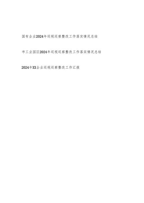 工业园区国企2024巡视巡察整改工作落实情况总结汇报3篇.docx
