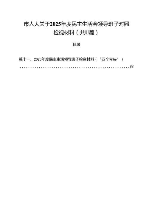 （11篇）市人大关于2025民主生活会领导班子对照检视材料精选.docx