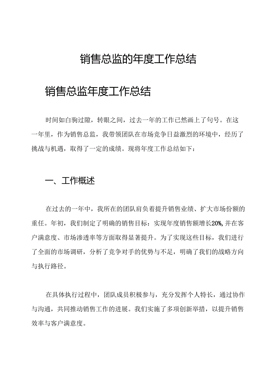 销售总监的工作总结.docx_第1页