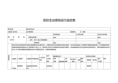 学校项目支出绩效运行监控表.docx
